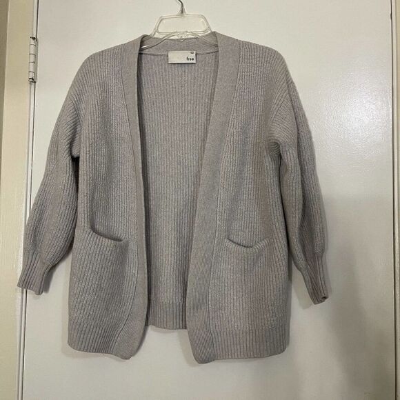 ARITZIA Wilfred Free gray ribbed merino wool knit Cardigan size 2XS - Picture 1 of 5